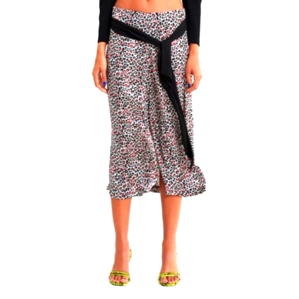 Zara Red and White A-Line Midi Skirt